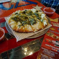 Spinach Artichoke Vegan Bread with Spicy Roasted Pepper sauce at Peace Love and Pizza - East Cobb in Marietta