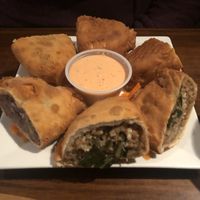 Empanada selection with dip  at VSpot Express in New York City