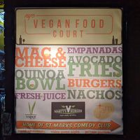 Vegan Food Court signage at VSpot Express in New York City