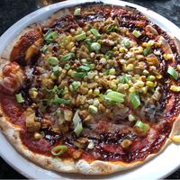 BBQ vegan chicken pizza  at Louisiana Pizza Kitchen in New Orleans