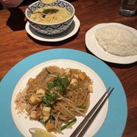 pad thai, curry + large rice   at Khuanjai Thai in Osaka