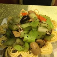Mixed Veg & Mixed Mushrooms in Noodle Bowl at Light Vegetarian Restaurant in Kowloon