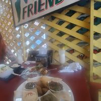 Falafel platter, spring rolls, pine colada, rice bowl at Chile Rojo in Puerto Viejo De Talamanca