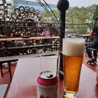 Cool ironworks! DJ playing in the outdoor area. at Kavarna Klubu Cross in Prague