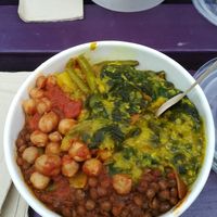 Mixed bowl with rice at Red Tent Ethiopia in South East London