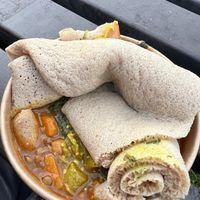Injera and curries   at Red Tent Ethiopia in South East London