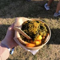 All curries minus the dal, served with an enjera (£12, great portion).  at Red Tent Ethiopia in South East London