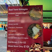 Menu at Red Tent Ethiopia in South East London