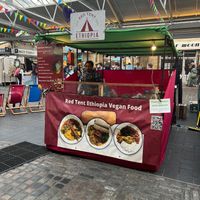 Exterior of food stand  at Red Tent Ethiopia in South East London