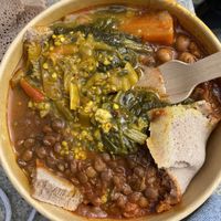 Mixed bowl with injera (£10 + £1 extra injera)  at Red Tent Ethiopia in South East London