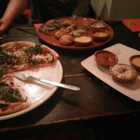 Pizza and tempura which is called pakora on the menu, both very good.  at BalBar in Warsaw