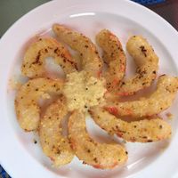 vegan shrimp in garlic.  at Equelecua Cuban Cafe - Cloud Kitchen in Los Angeles