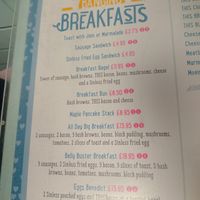 Breakfast menue at Blondes in Cottingham