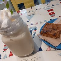 Salted Caramel Shake - highly recommended and a biscoff spread slice at Blondes in Cottingham 100% fully vegan cafe at Blondes in Cottingham