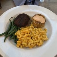 The Vegan Steak and Crab Cake with vegan Mac n Cheese at The Mad Batter in Cape May