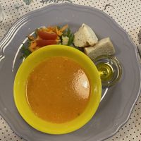 Carrot soup and homemade bread  at Kaffetanten in Tokyo