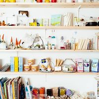 Interior of the shop, most items available for purchase at Kaffetanten in Tokyo