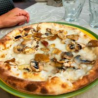 Pizza bianca  misto funghi e olio tartufato at Felice Ristorante Pizzeria in Lucca