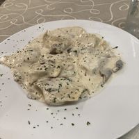 Vegan ravioli with potato and walnut filling  at Felice Ristorante Pizzeria in Lucca