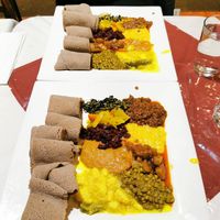 Vegetarian platter (it's vegan) at Hareg Variety in Ottawa