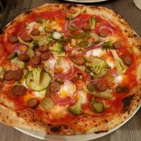 Pizza called "Augalinga" at Jurgis ir Drakonas in Vilnius