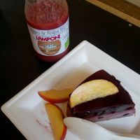 delicuous fruit jelly pie, creamy and tasty (sorry I already started, looked to good to resist) at Mangia la Foglia Bio  in Parma