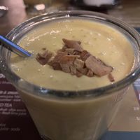 Mango Shake - they also have two desserts that we didn’t see on the menu, so ask. When we were there it was a chia pudding or chocolate mousse   at Soy in Berlin