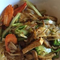 Rice noodles, tofu, saitan, vegetables  at Soy in Berlin