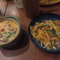 Soup and mango salad  at Soy in Berlin