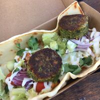 Open felafel souvlaki   at Livefast Cafe in Halls Gap