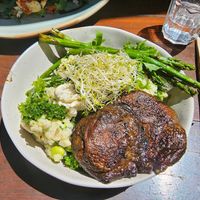 Green bowl with mushroom at Livefast Cafe in Halls Gap