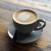 Flat white with oat milkk  at Livefast Cafe in Halls Gap