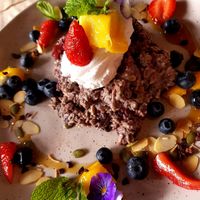 Acai + blueberry bircher muesli at Livefast Cafe in Halls Gap