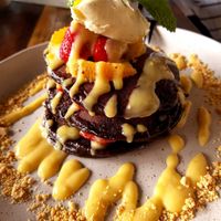 Dutch chocolate + orange pancakes at Livefast Cafe in Halls Gap