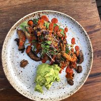 Mushrooms on toast at Livefast Cafe in Halls Gap