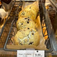 Vegan Blueberry scones in the pastry case  at Whole Foods Market in Dayton