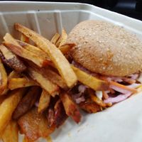 Local vegan BBQ 'no evil' sandwich at Whole Foods Market in Asheville