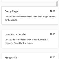 Menu at Fru Fru Terra in Portland