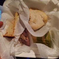 1 oz each of the(top left) muenster, (top right) brie, (bottom right) pesto cheddar, and (bottom left) port wine cheddar at Fru Fru Terra in Portland