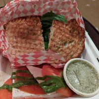 SBLAT sandwich with side caprese salad at Fru Fru Terra in Portland