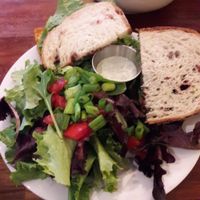 Buffalo Berry sandwich + side salad with ranch dressing at Fru Fru Terra in Portland