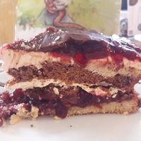 Dreisam cake- cream, chocolate and berries. amazing :) at Pausenraum in Freiburg