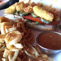 vegan 'shrimp' po boy  at Crooked Ewe Brewery and Ale House in South Bend