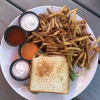 Mushroom Melt (I got extra sauces to give everything a try)  at Crooked Ewe Brewery and Ale House in South Bend