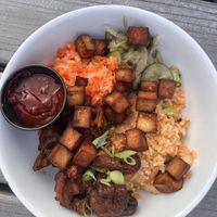 Bibimbap with tofu  at Crooked Ewe Brewery and Ale House in South Bend