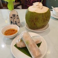 Rice roll and fresh coconut juice  at Bong Sung Vegetarian Food - District 1 in Ho Chi Minh City