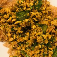 Mushroom, tofu, turmeric, saw tooth herb and crunchy sesame crisp....so good! at Bong Sung Vegetarian Food - District 1 in Ho Chi Minh City