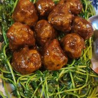 Dou Miao with meatballs at Qi Fu Healthy Park VegeHouse 7 福健康素食园 in Skudai