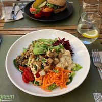 hippie burger and super energy salad  at BodhiGreen Vegetariano in Alicante