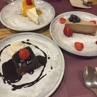 Brownie, white chocolate cheesecake and lotus cheesecake!  at Beet Vegetariano in Alicante